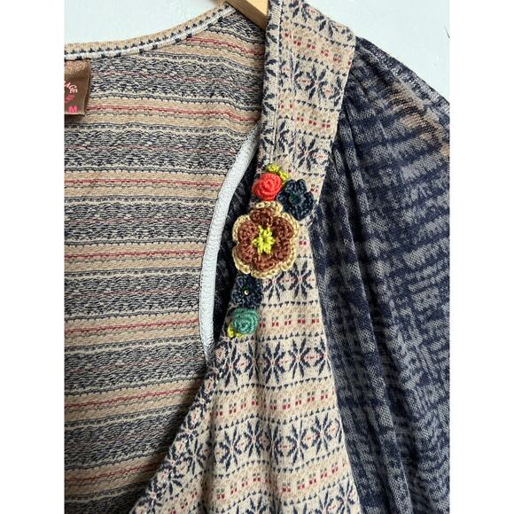 Vintage Language Top Women Medium Boho Babydoll Crochet Follows Mix Patterns Y2k - Picture 2 of 6